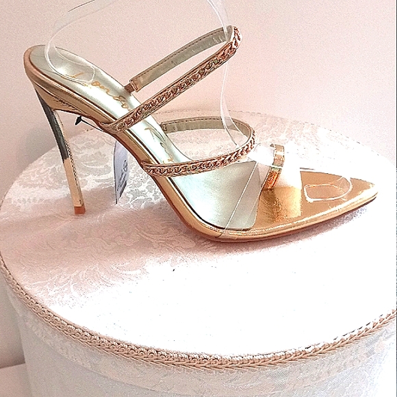 London Rag Shoes - Ladies Gold Chain Link Heels